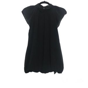 Bebe Y2K Black Silk Beaded Cap Sleeve Top Size S Victorian Goth Coquette